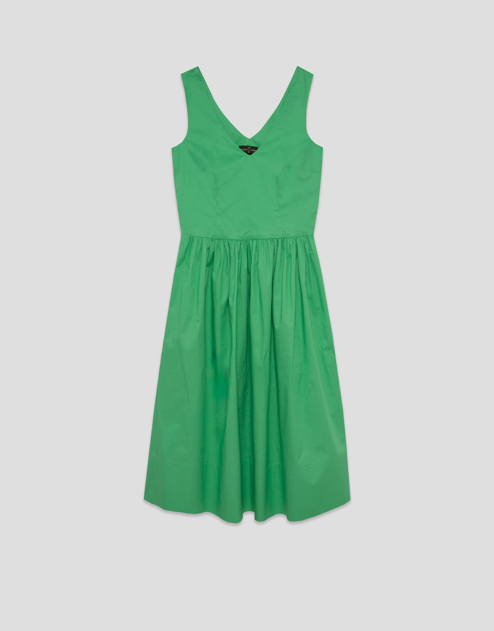 Green cotton sleeveless midi dress - Woman | Roberto Verino