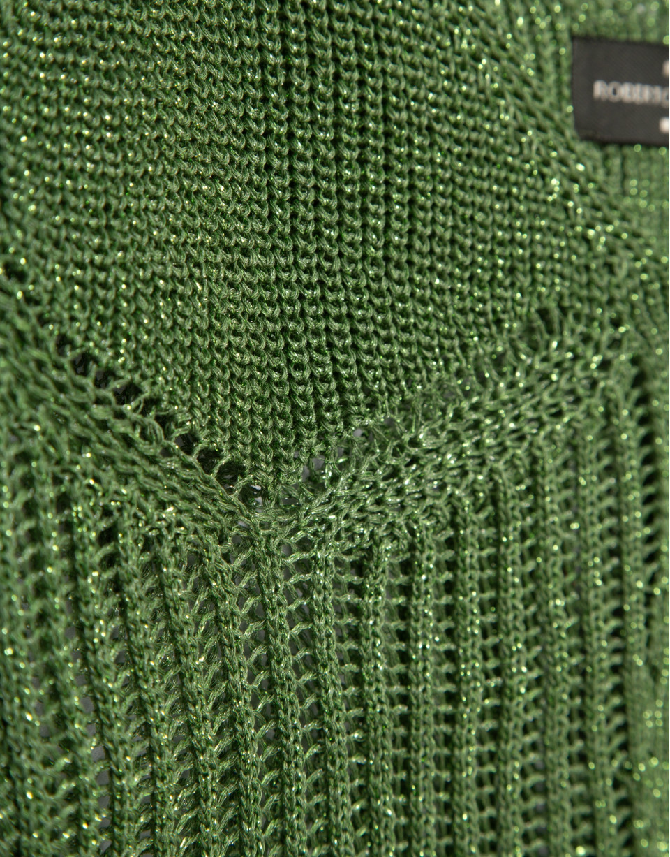 Openwork knit top with light green lurex ... | Roberto Verino
