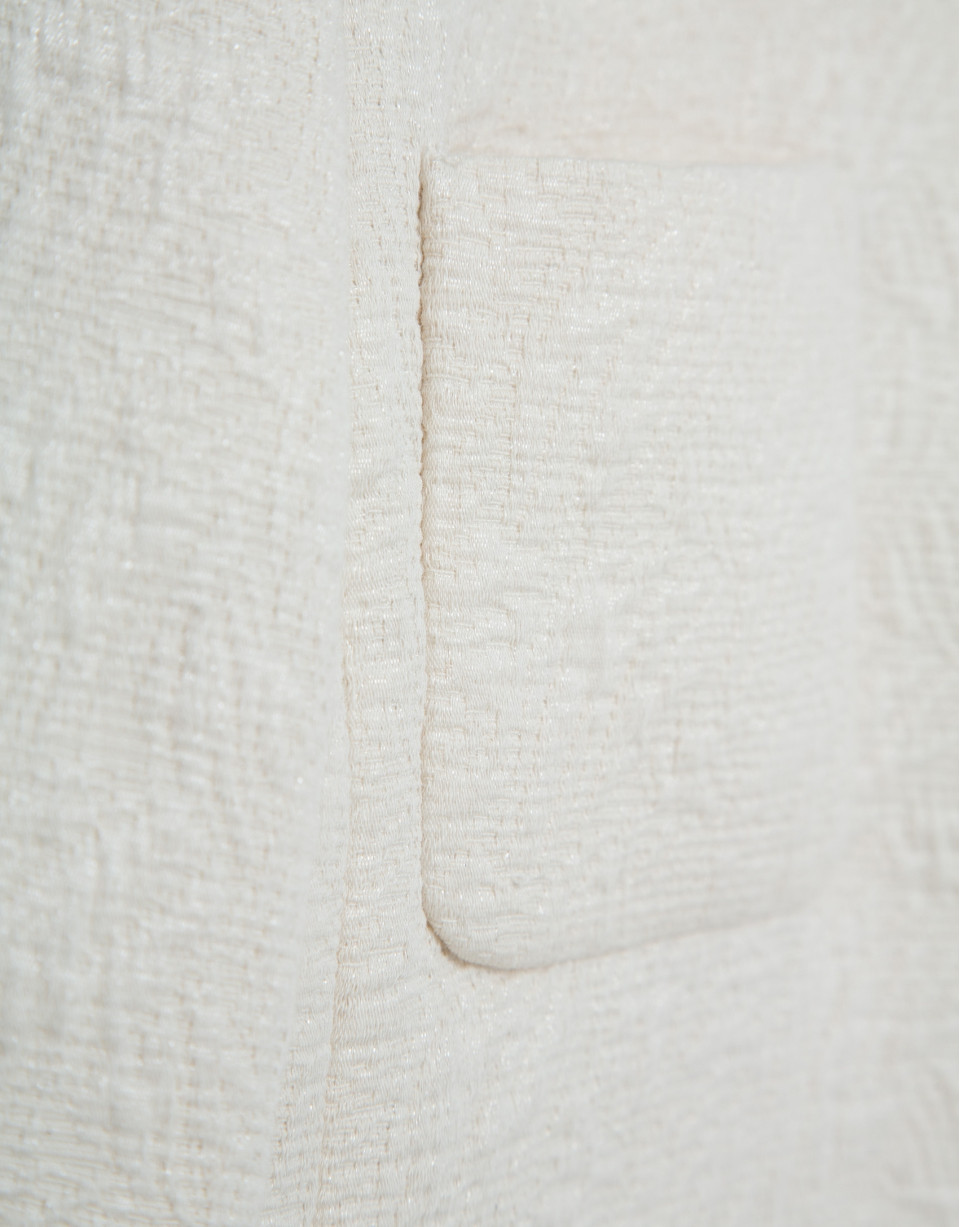 Ecru flocked jacquard short jacket - Woman | Roberto Verino