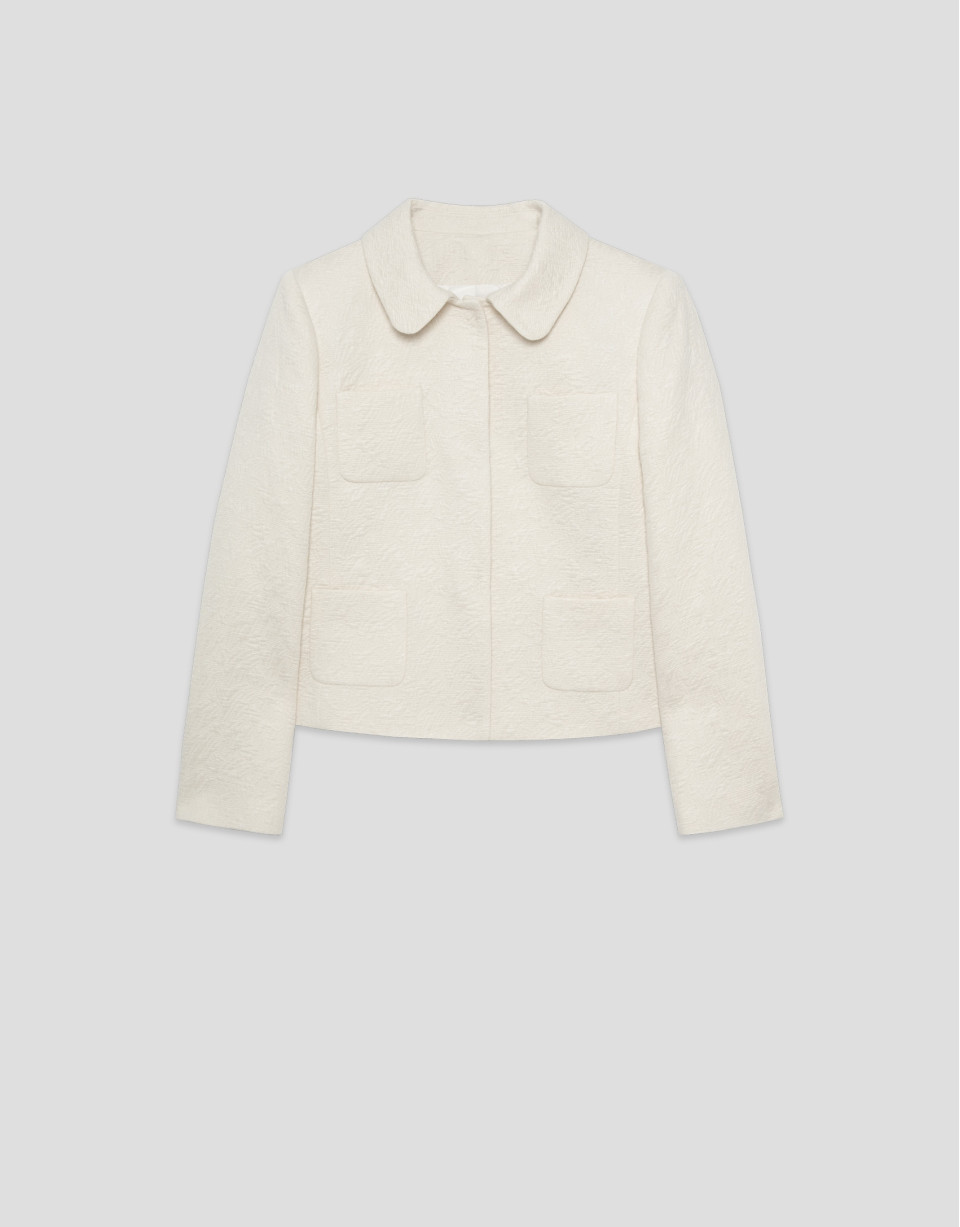 Chaqueta corta jacquard flocado crudo - Mujer | Roberto Verino
