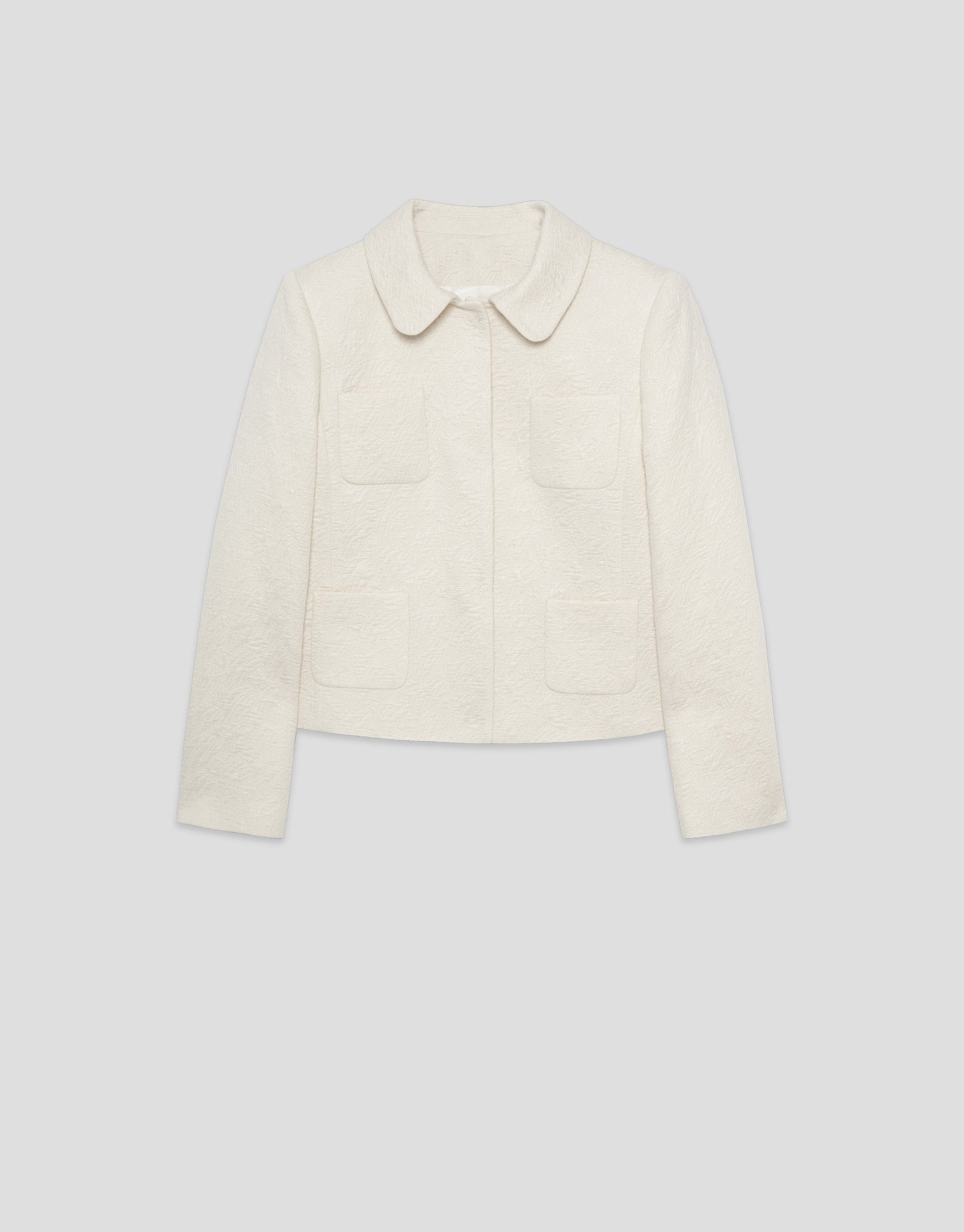 Chaqueta corta jacquard flocado crudo - Mujer | Roberto Verino