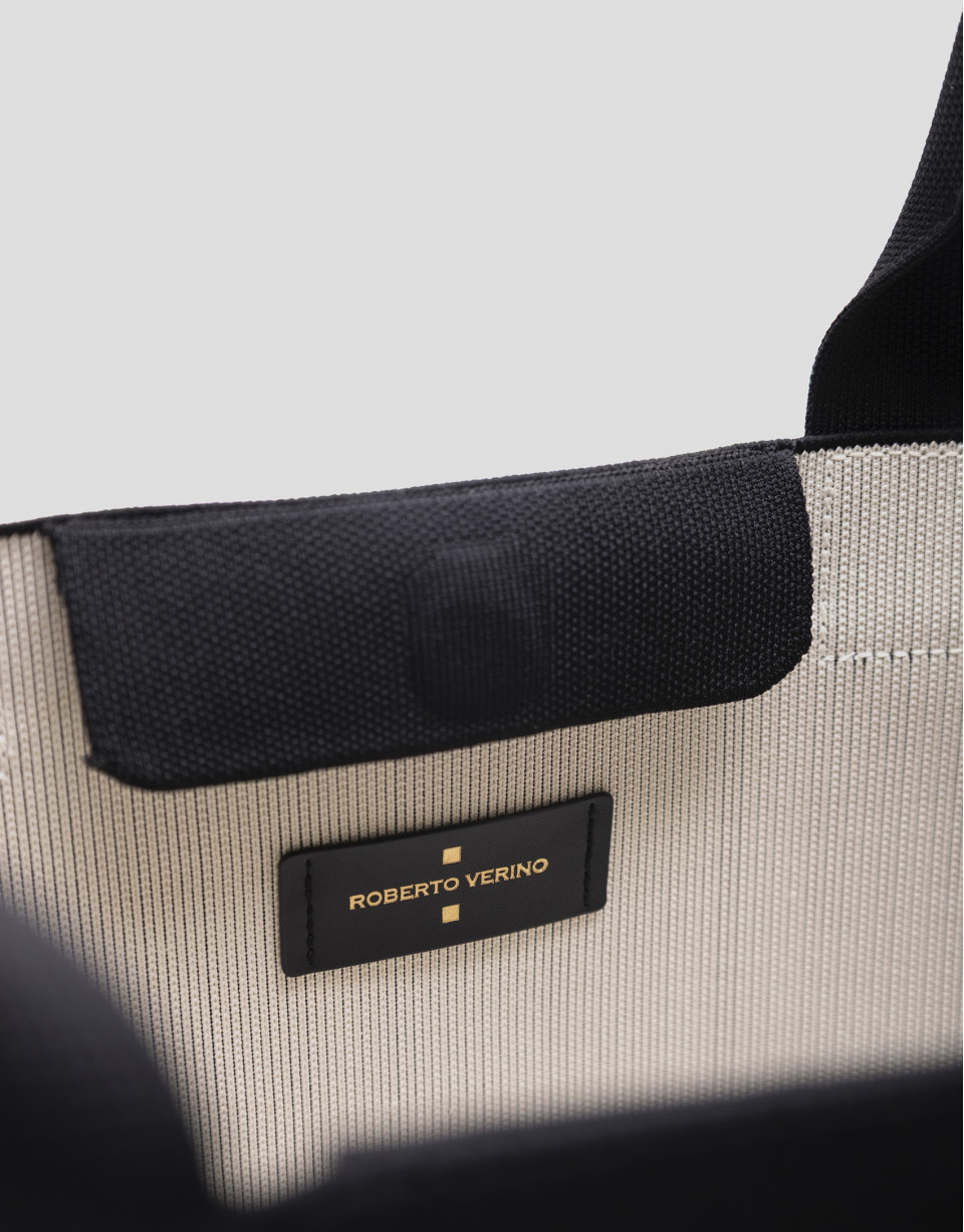 Black knit maxi Kendall shopping bag - Woman | Roberto Verino