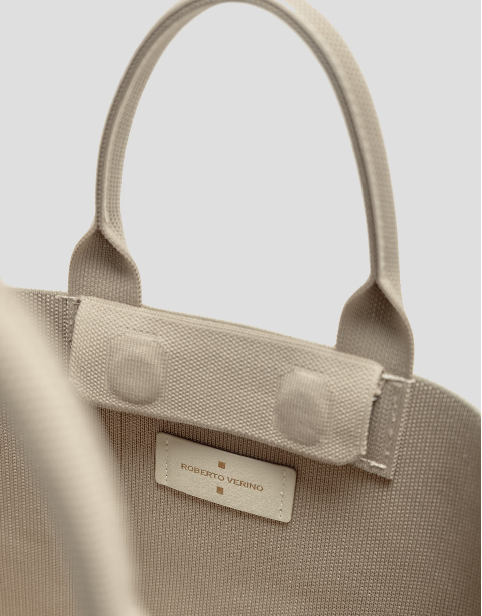 Beige knit Kendall satchel bag - Woman - SS2025 | Roberto Verino