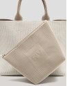 Beige knit Kendall satchel bag - Woman - SS2025 | Roberto Verino
