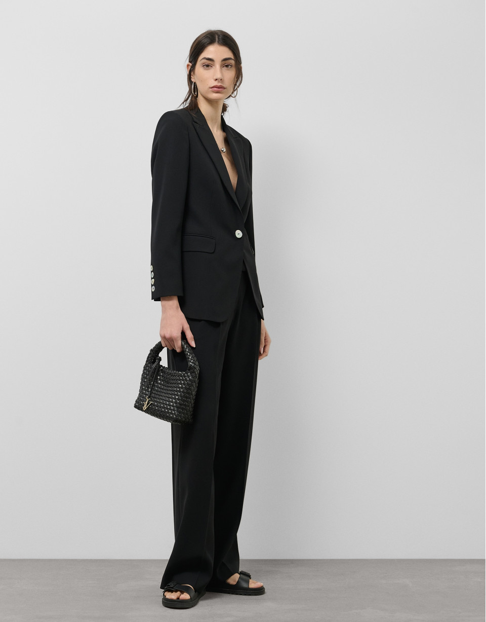 Pantalón recto pinzas crepé negro - Mujer | Roberto Verino