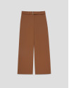 Pantalón ancho fluido twill marrón con cinturón | Roberto Verino