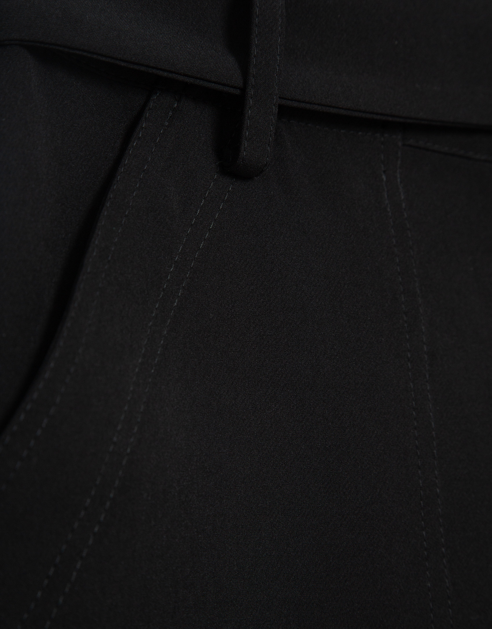 Wide black flowing twill pants with belt | Roberto Verino