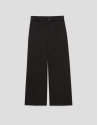 Wide black flowing twill pants with belt | Roberto Verino