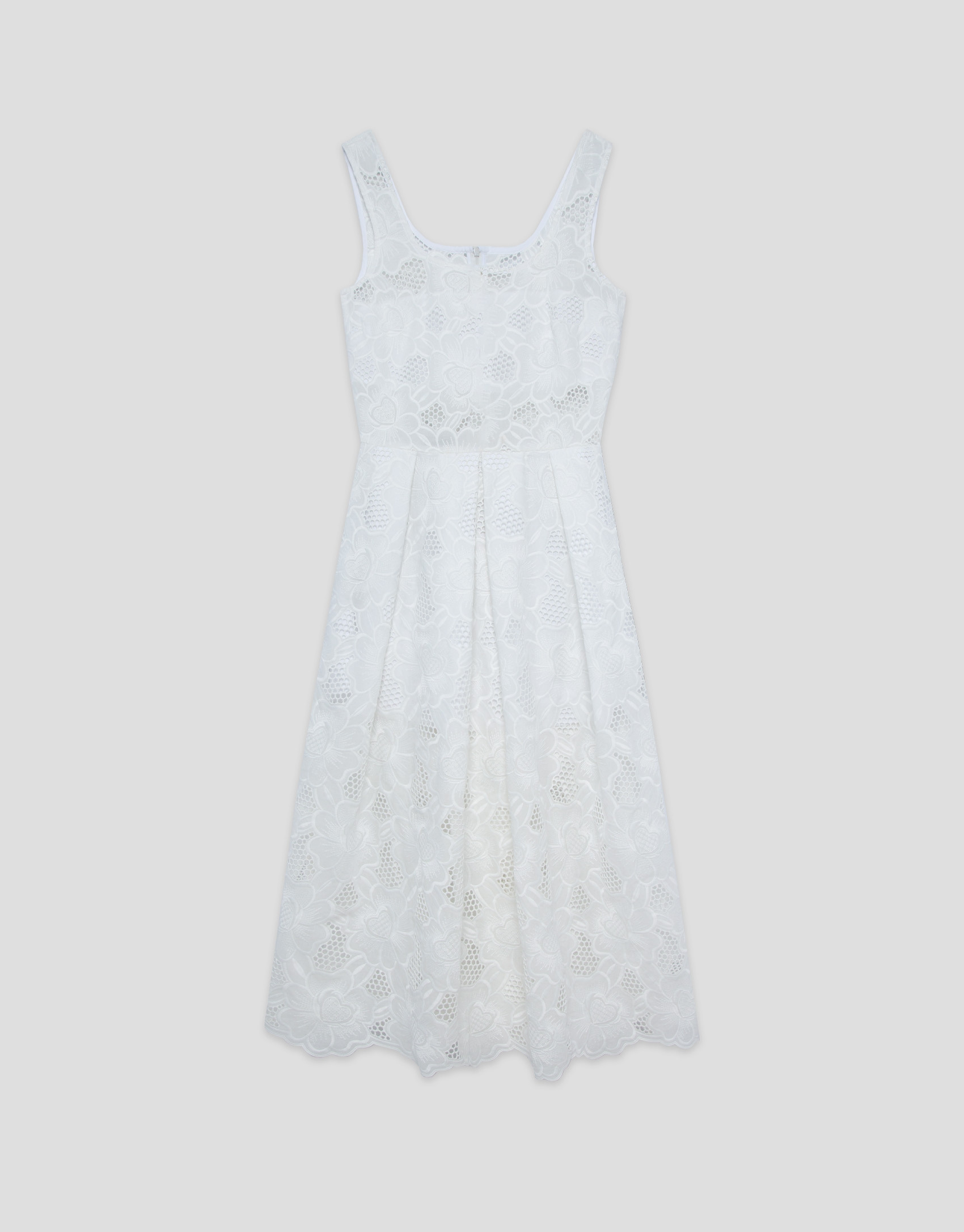 White sleeveless guipure midi dress  - Woman | Roberto Verino