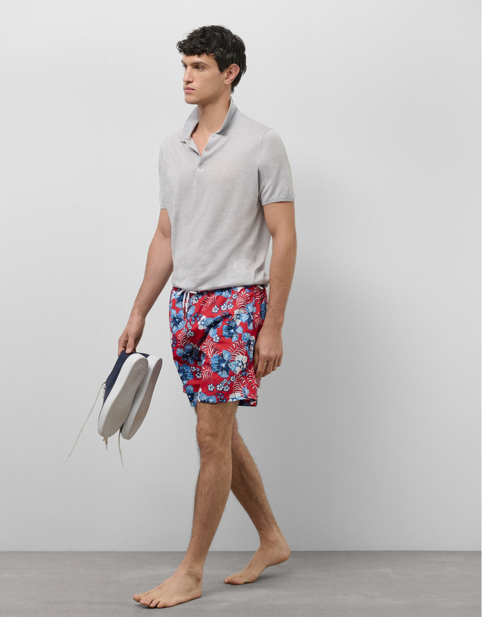 Red and blue floral print swimsuit - Man | Roberto Verino