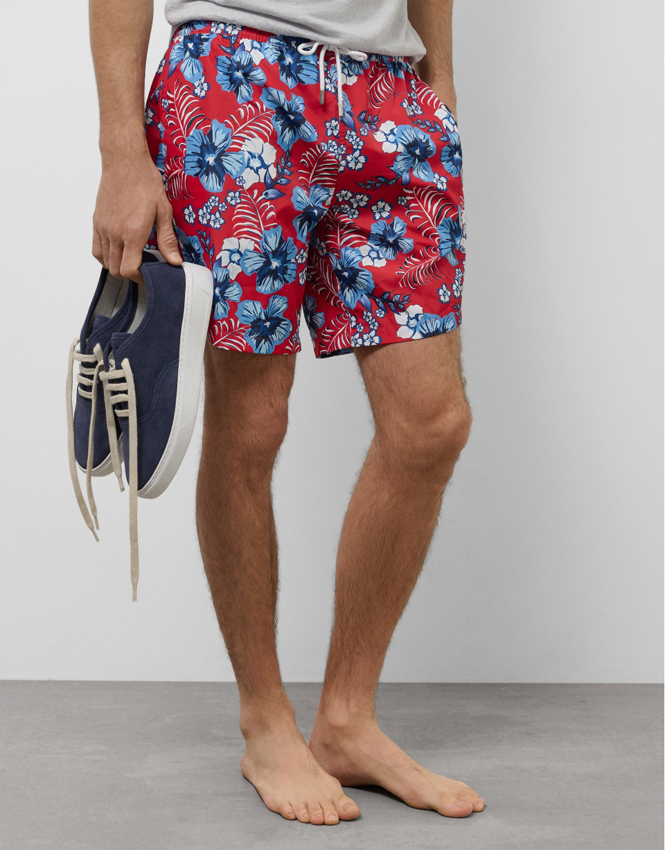 Bañador estampado flores rojo y tonos azules | Roberto Verino