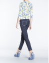 Feather print three-quarter sleeve top 