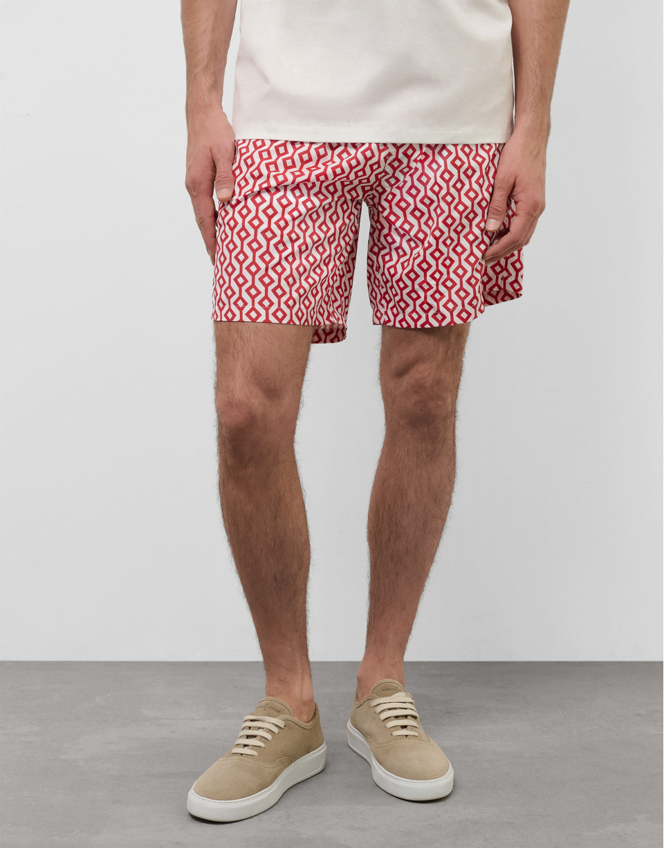 Red geometric print swimsuit - Man - SS2025 | Roberto Verino
