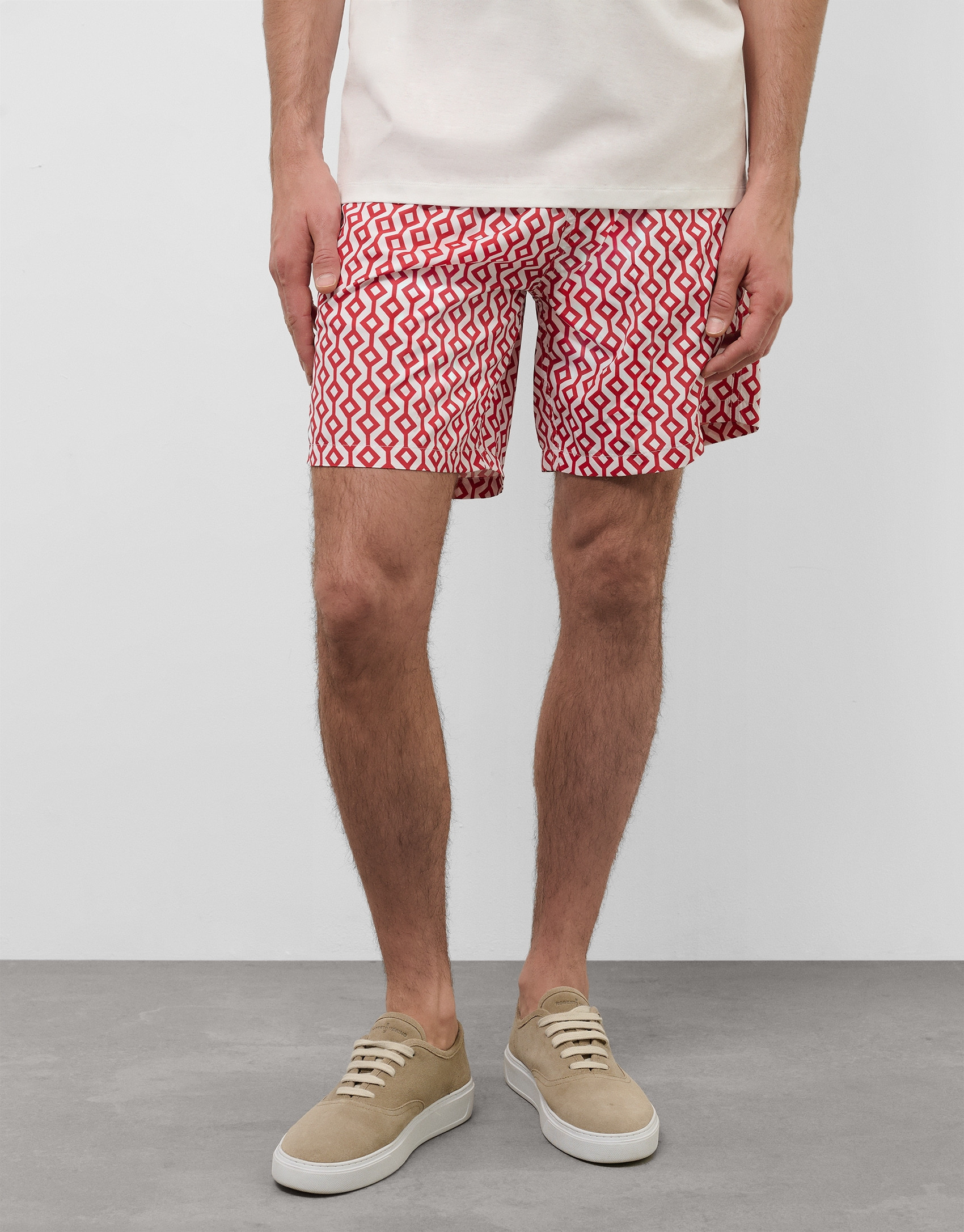 Red geometric print swimsuit - Man - SS2025 | Roberto Verino