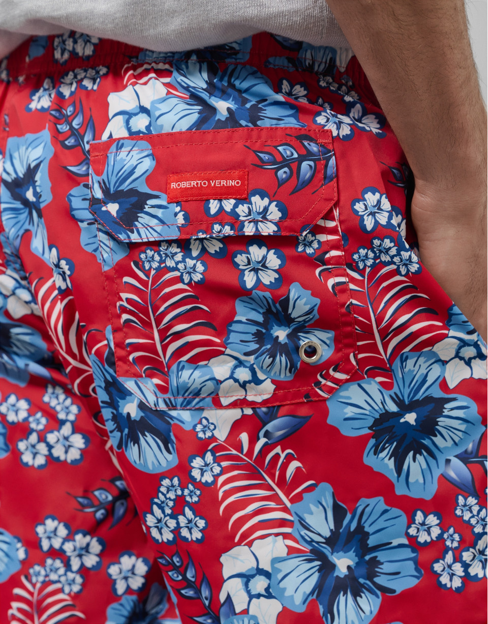 Red and blue floral print swimsuit - Man | Roberto Verino