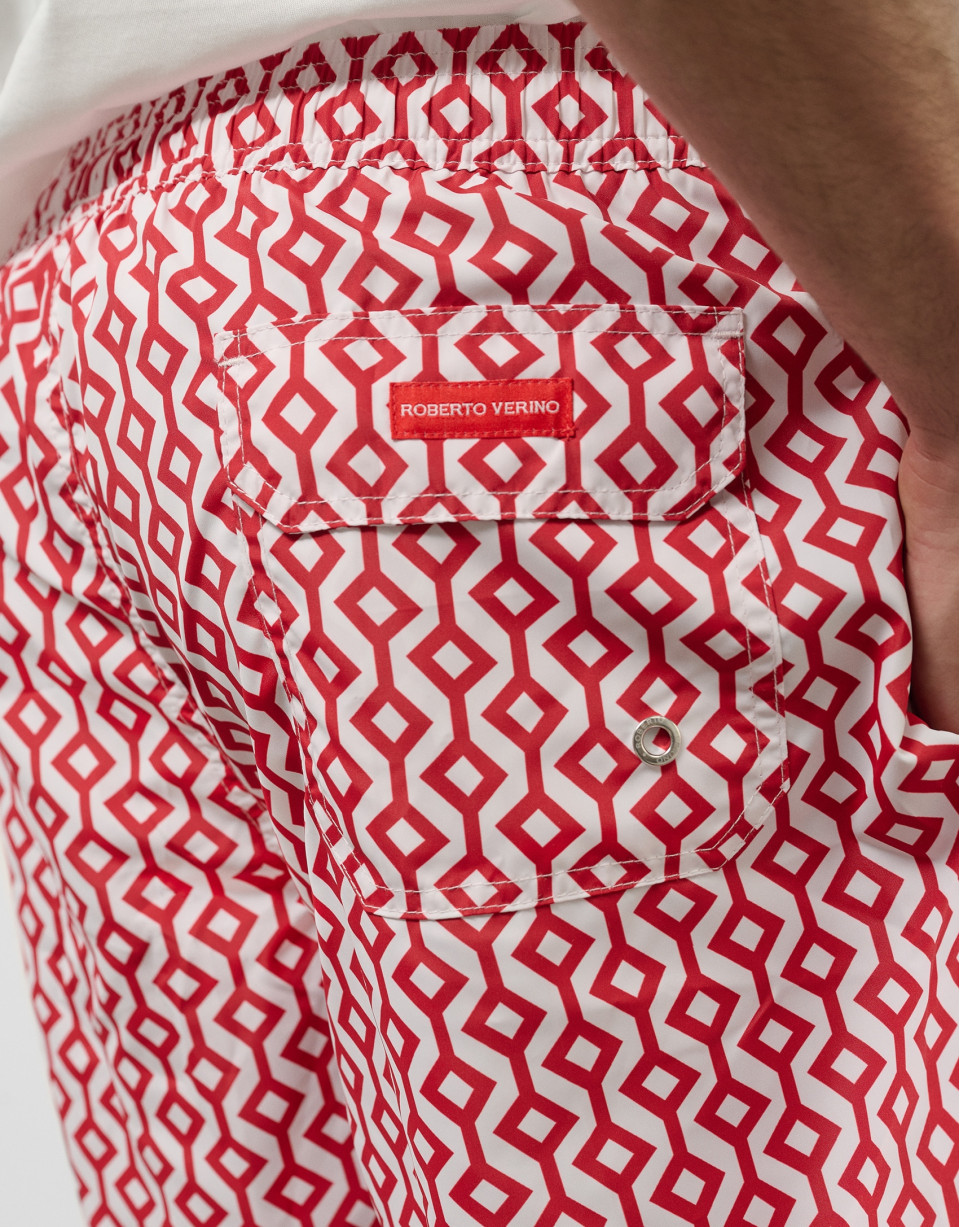 Bañador estampado geométrico rojo - Hombre | Roberto Verino