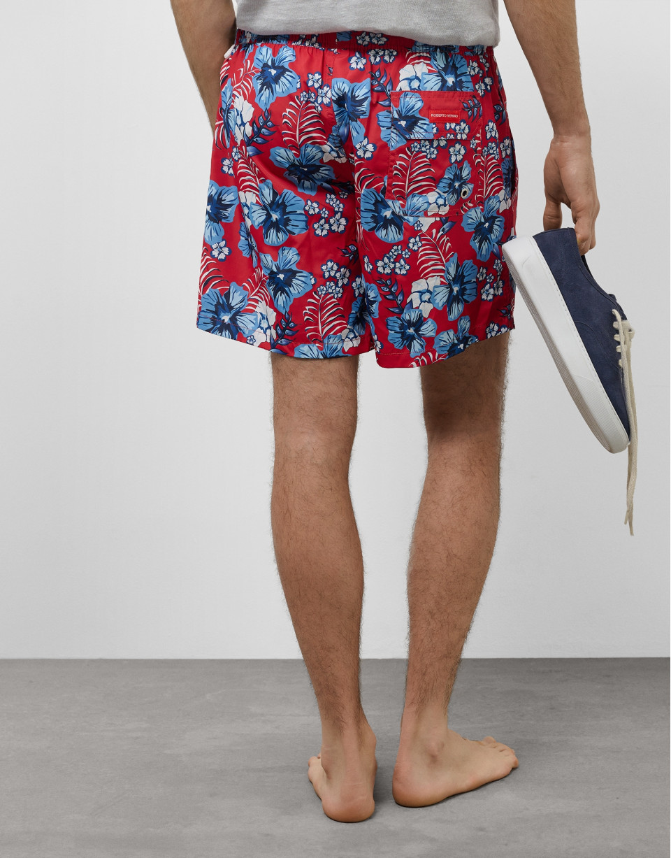 Bañador estampado flores rojo y tonos azules | Roberto Verino