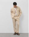 Beige linen four-pocket safari jacket - Man | Roberto Verino