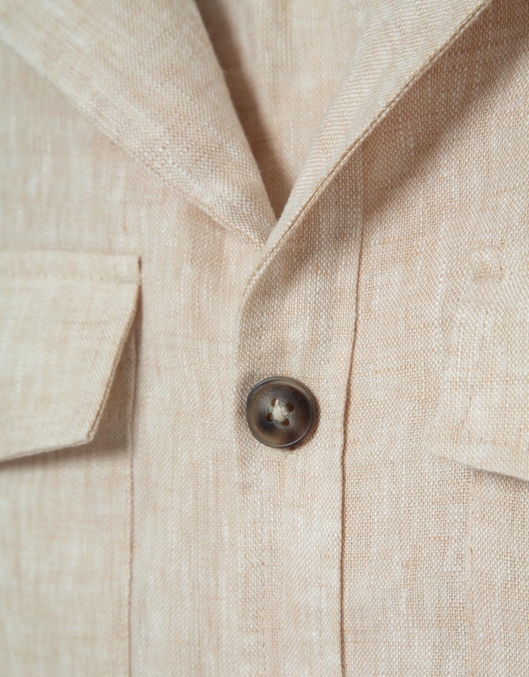 Sahariana cuatro bolsillos lino beige - Hombre | Roberto Verino