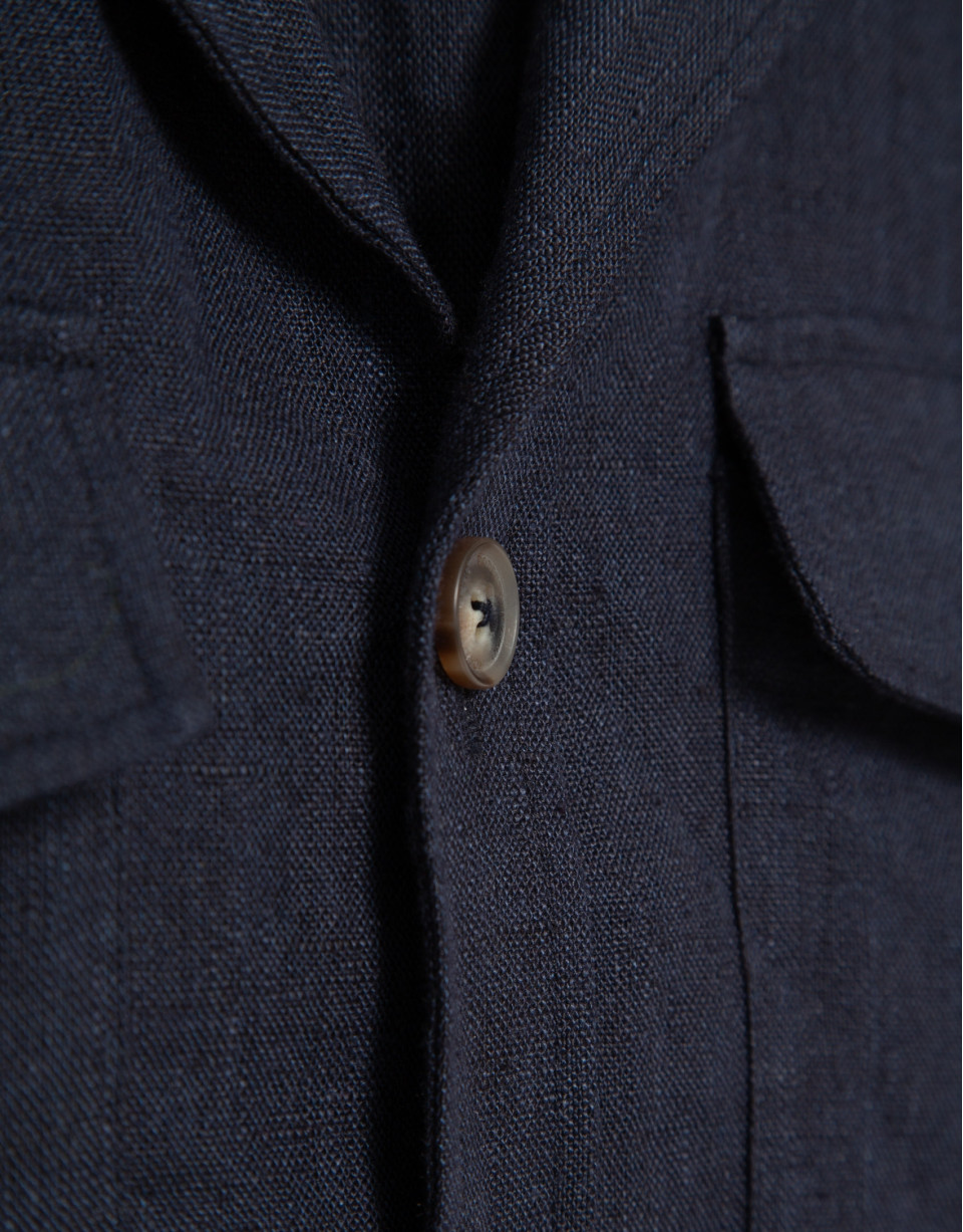 Blue linen four-pocket safari jacket - Man | Roberto Verino