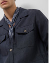 Blue linen four-pocket safari jacket - Man | Roberto Verino