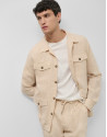 Sahariana cuatro bolsillos lino beige - Hombre | Roberto Verino