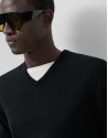 Jersey cuello pico punto lana negro - Hombre | Roberto Verino
