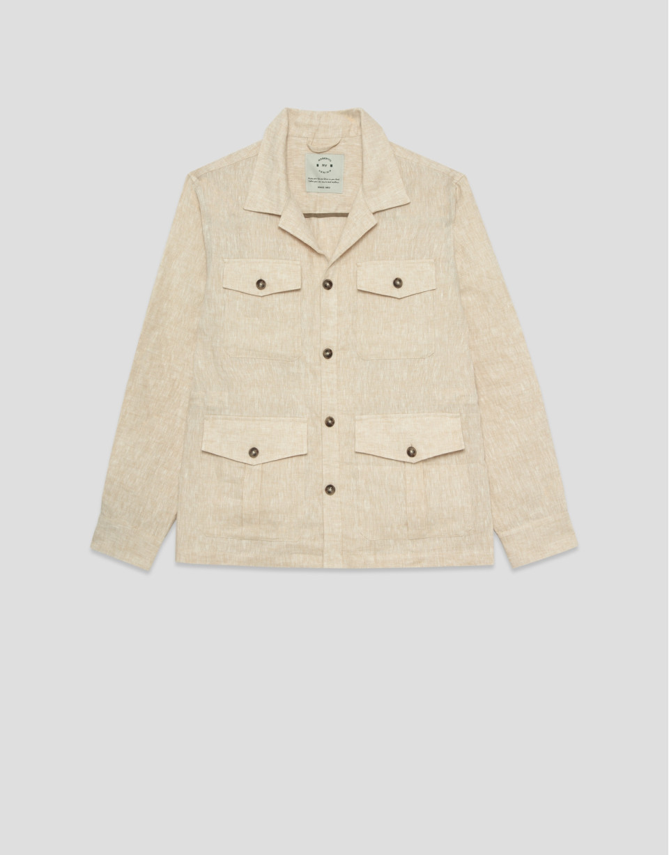Sahariana cuatro bolsillos lino beige - Hombre | Roberto Verino