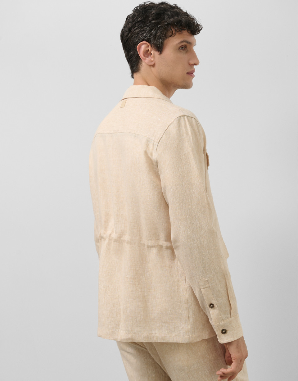 Sahariana cuatro bolsillos lino beige - Hombre | Roberto Verino