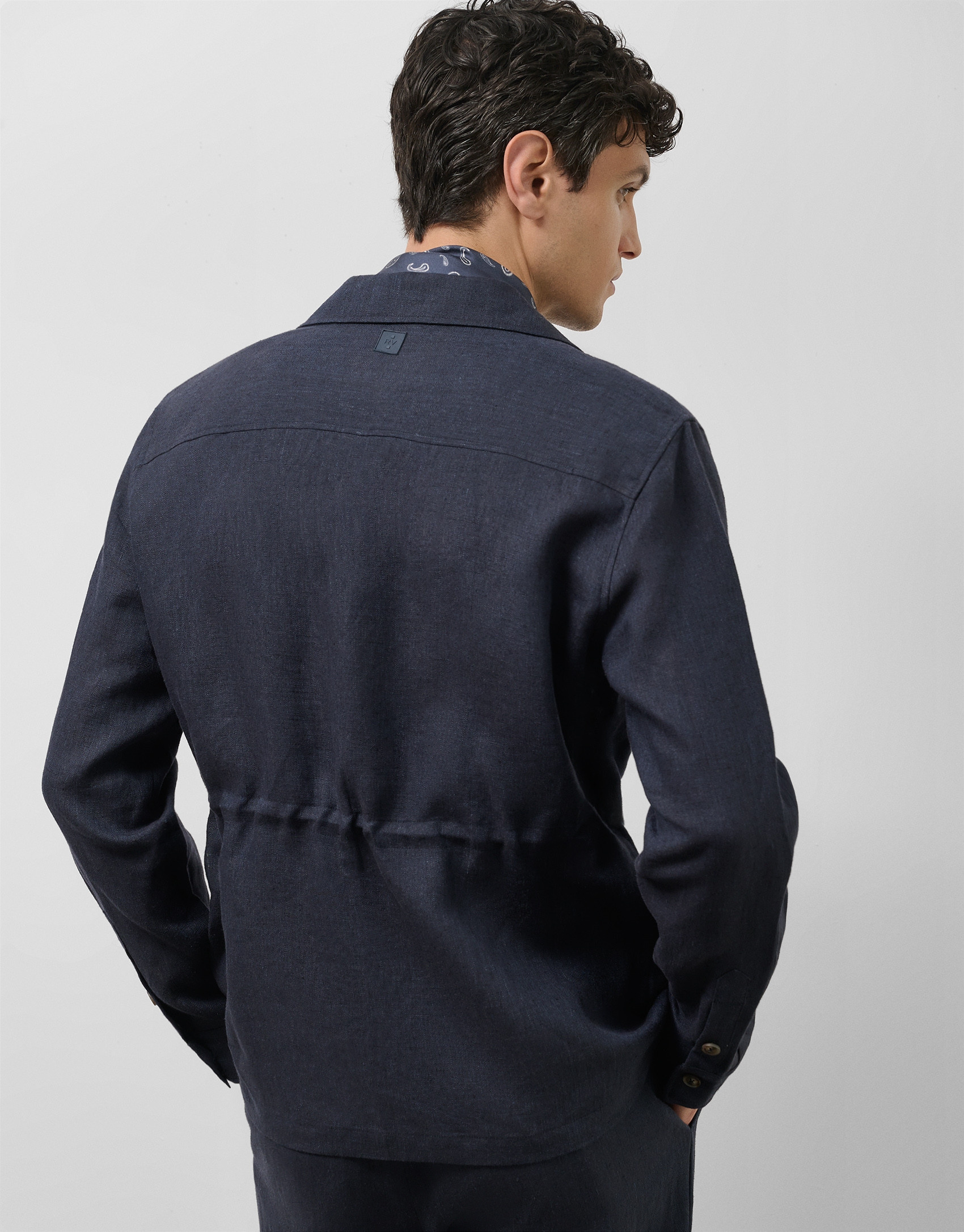 Blue linen four-pocket safari jacket - Man | Roberto Verino