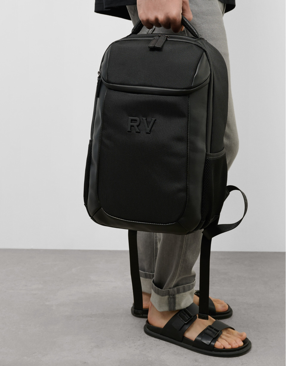 Men's sandal with black leather straps - Man | Roberto Verino