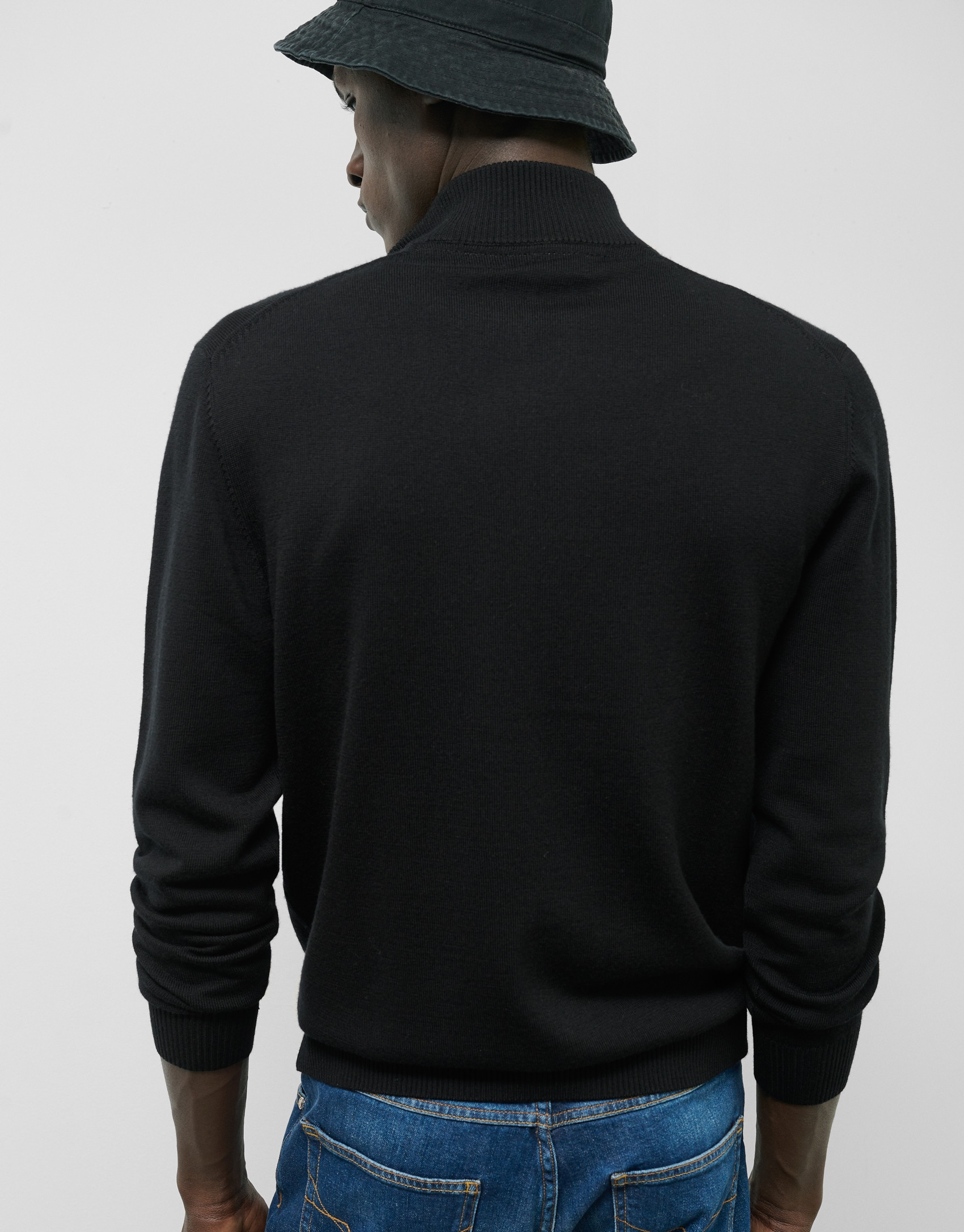 Chaqueta cremallera punto lana negra - Hombre | Roberto Verino