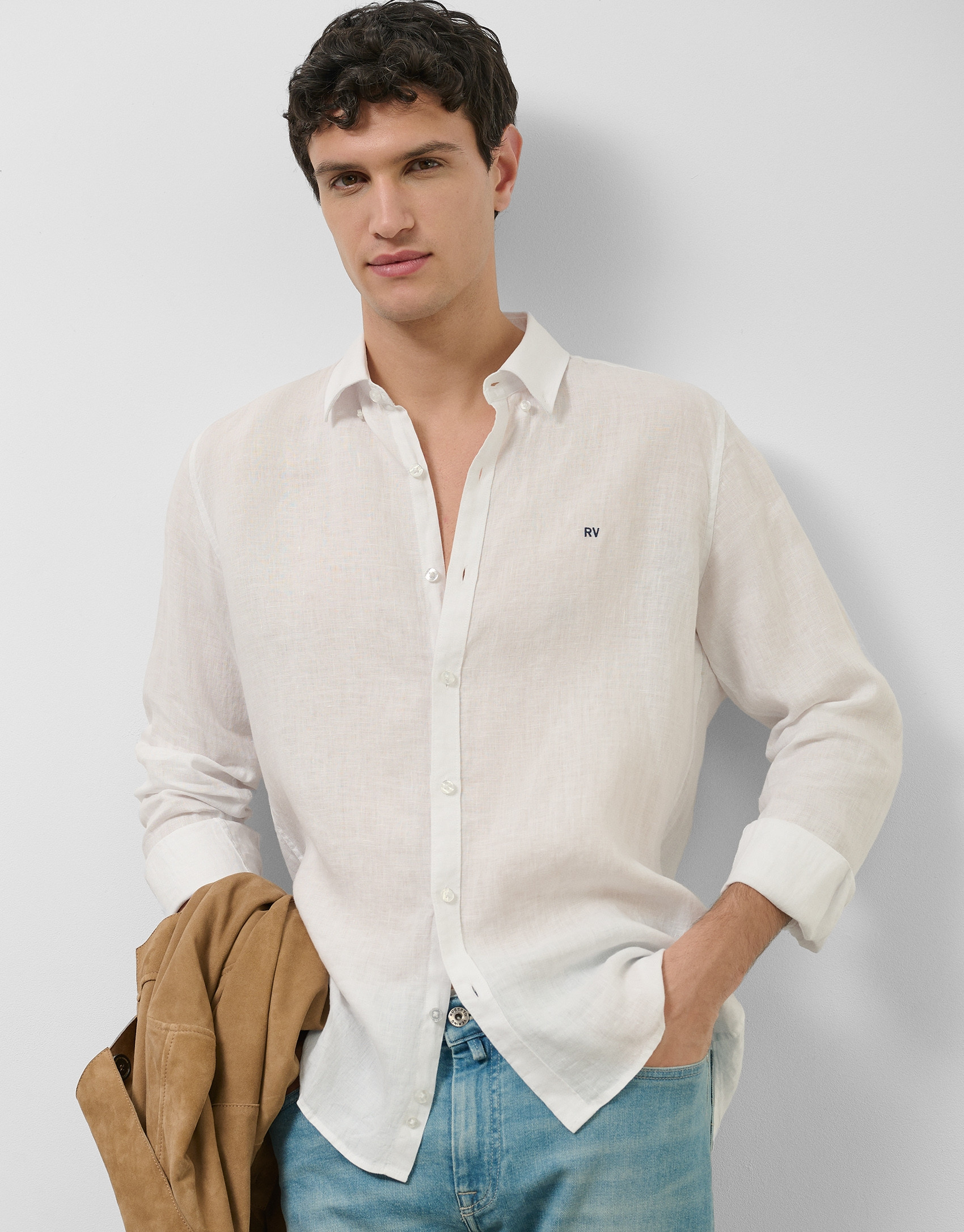 Camisa sport slim lino blanco - Hombre - PV2025 | Roberto Verino