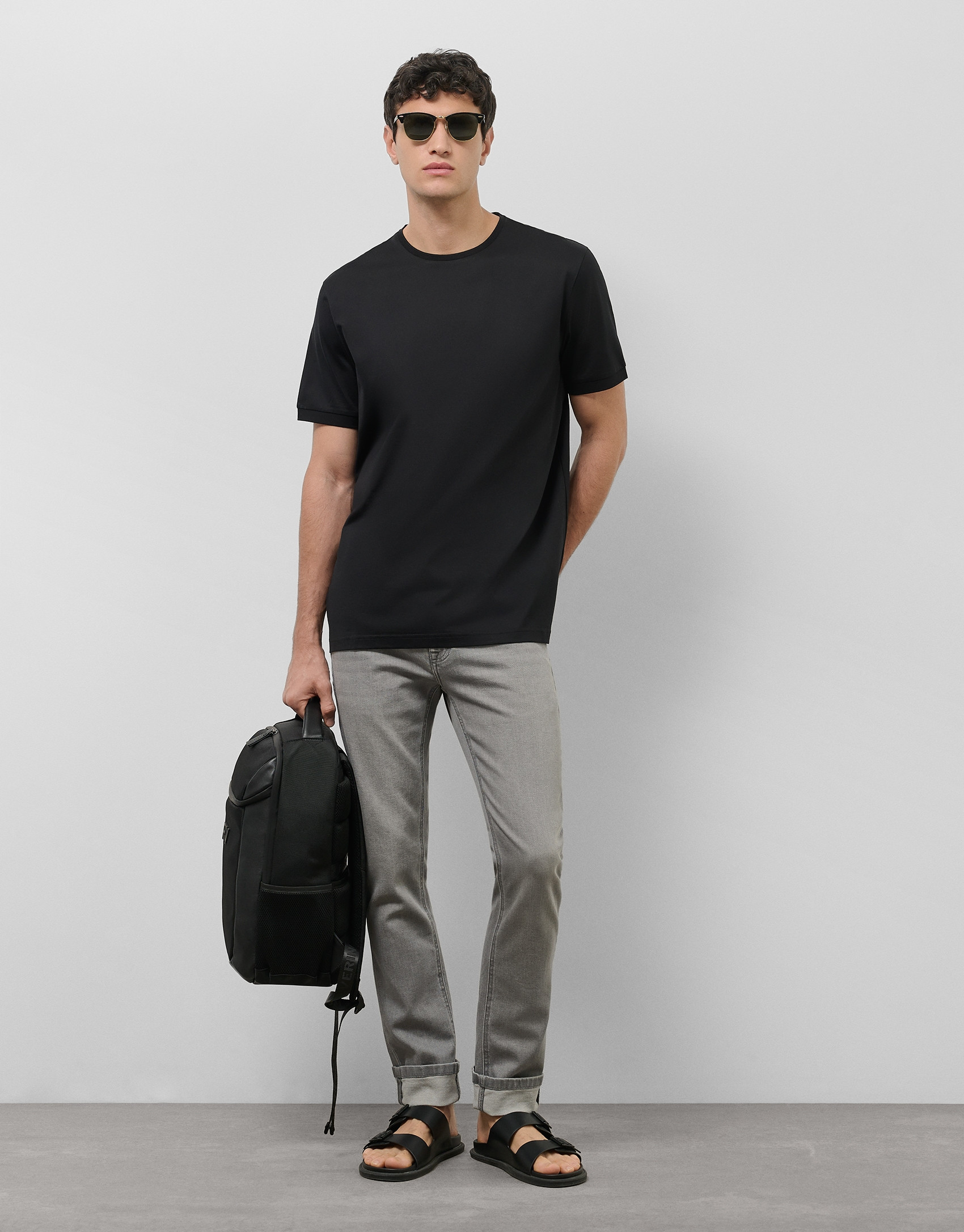 Camiseta algodón mercerizado negro - Hombre | Roberto Verino