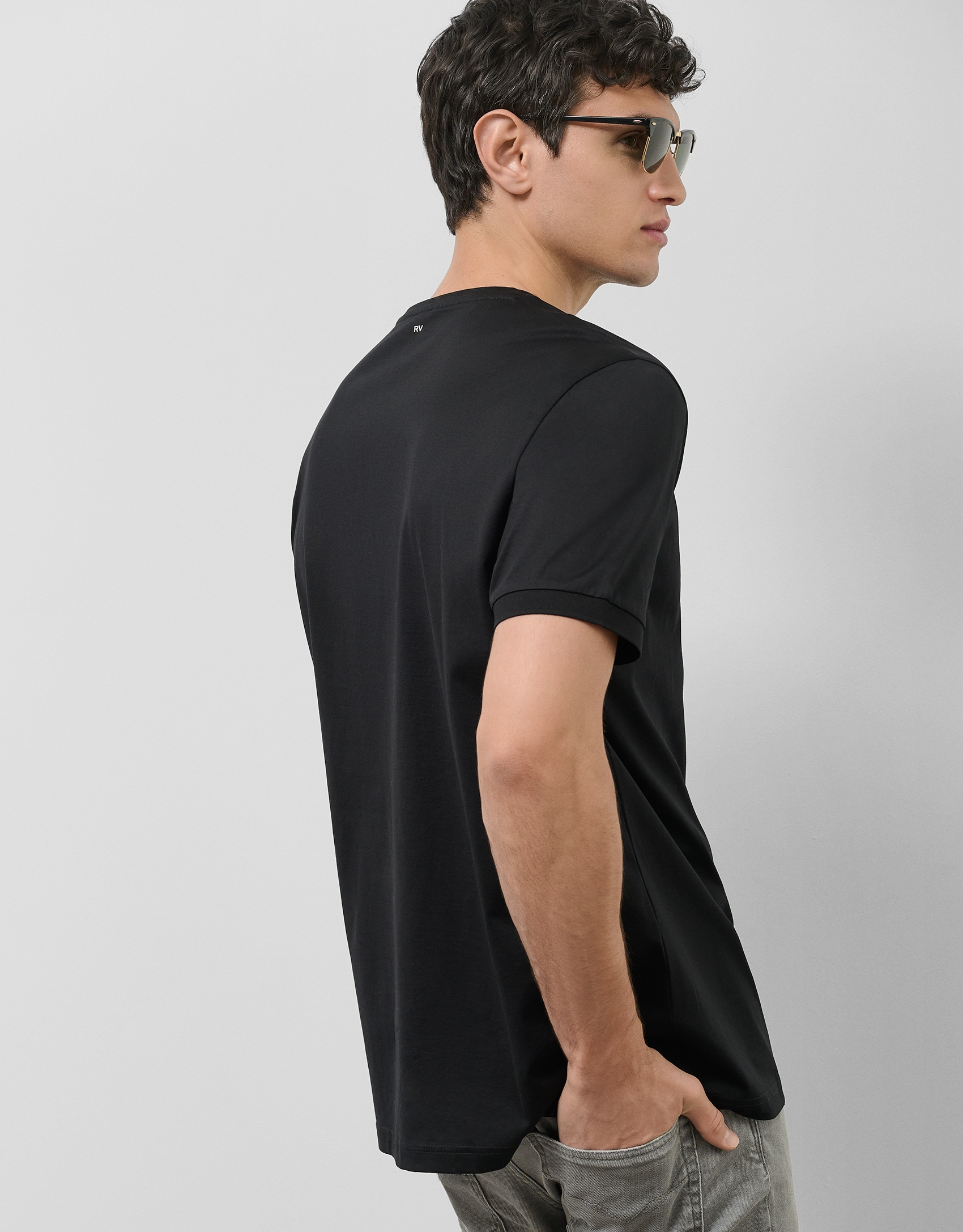 Black mercerised cotton T-shirt - Man - SS2025 | Roberto Verino