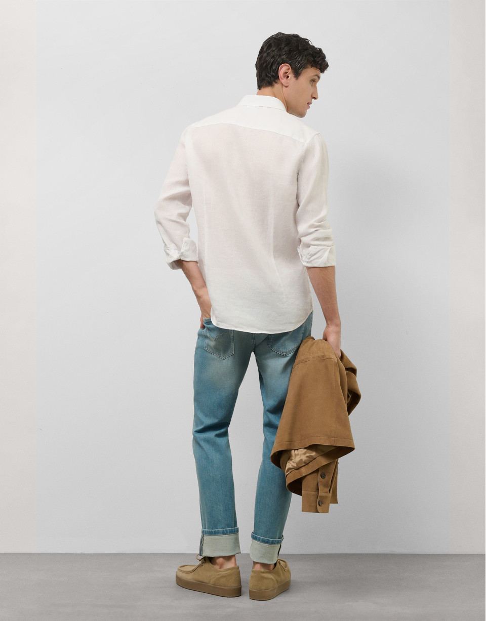 Camisa sport slim lino blanco - Hombre - PV2025 | Roberto Verino