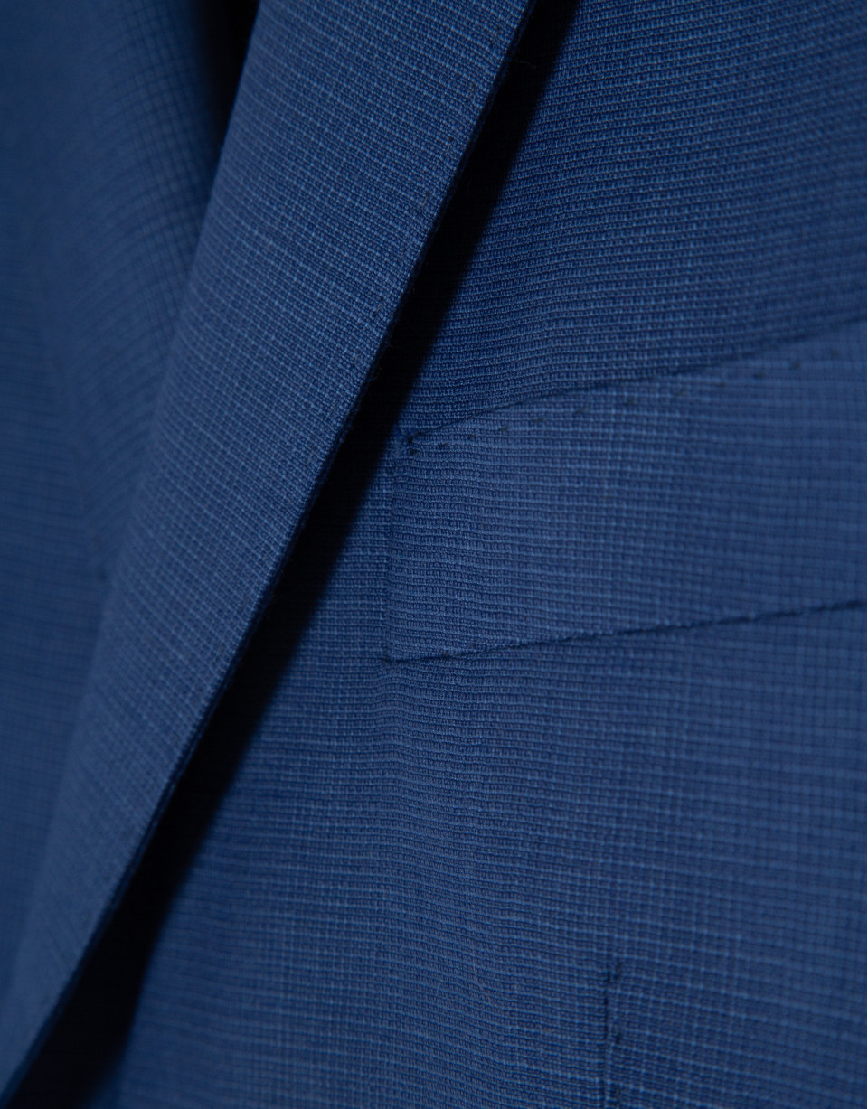 Blue microstructure slim fit half canvas suit | Roberto Verino
