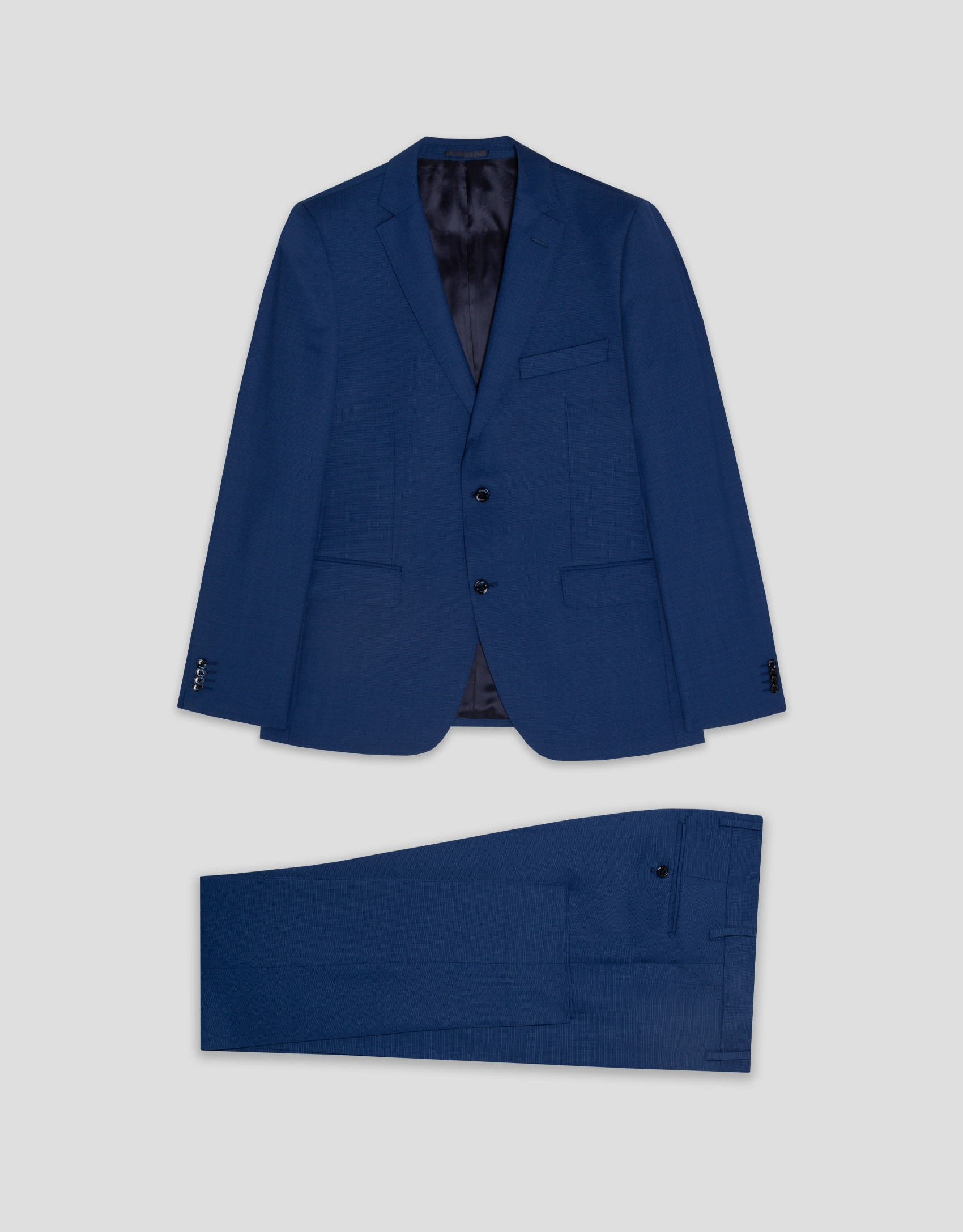 Blue microstructure slim fit half canvas suit | Roberto Verino