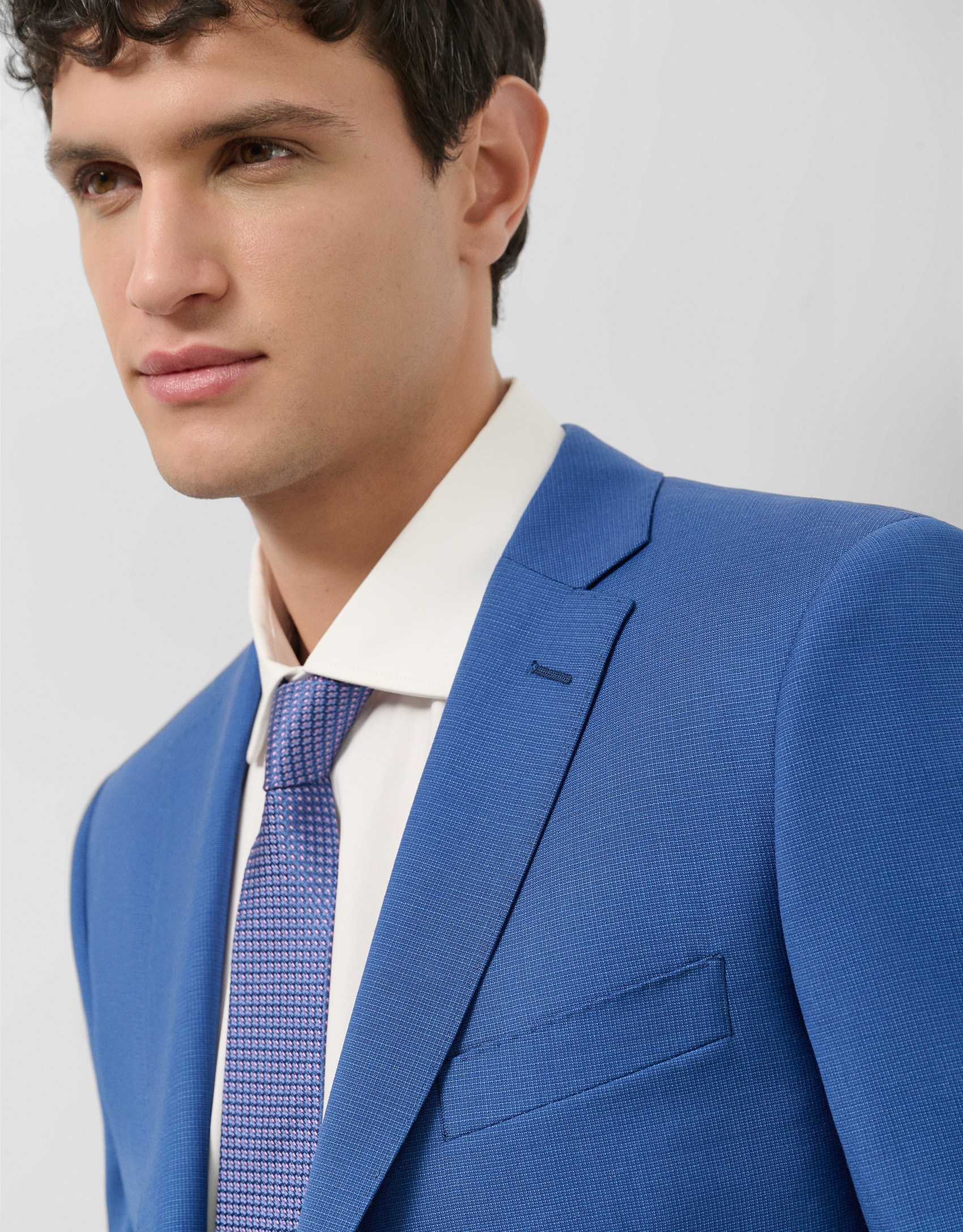 Blue microstructure slim fit half canvas suit | Roberto Verino