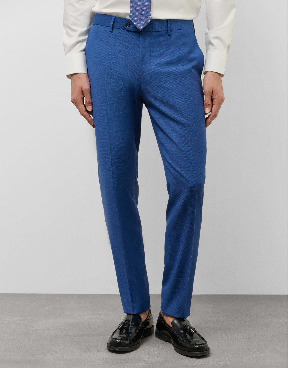 Traje half canvas slim fit microestructura azul | Roberto Verino