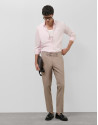 Tobacco color bird's eye chino pants - Man | Roberto Verino