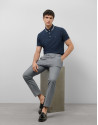 Navy bird's eye chino pants - Man - SS2025 | Roberto Verino