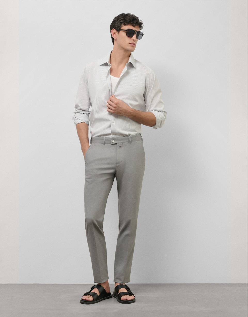 Light gray bird's eye chino pants - Man | Roberto Verino