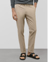 Light tan bird's eye chino pants - Man - SS2025 | Roberto Verino