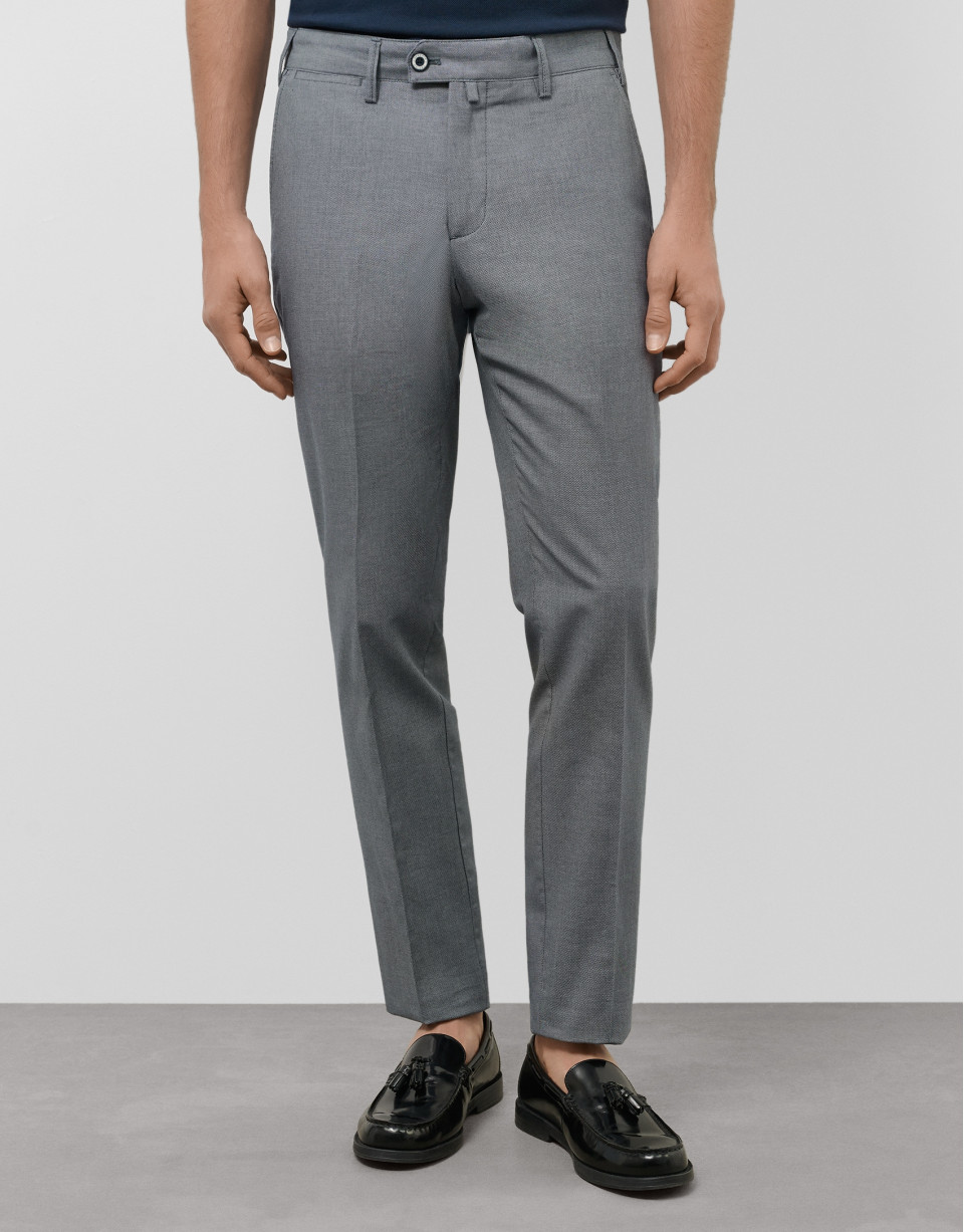 Navy bird's eye chino pants - Man - SS2025 | Roberto Verino