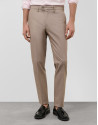 Tobacco color bird's eye chino pants - Man | Roberto Verino