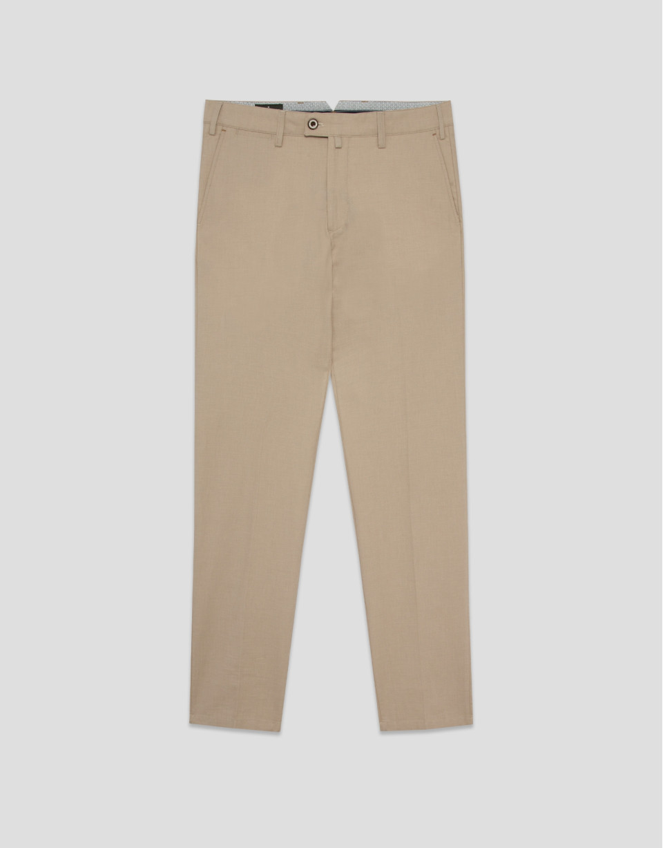 Light tan bird's eye chino pants - Man - SS2025 | Roberto Verino