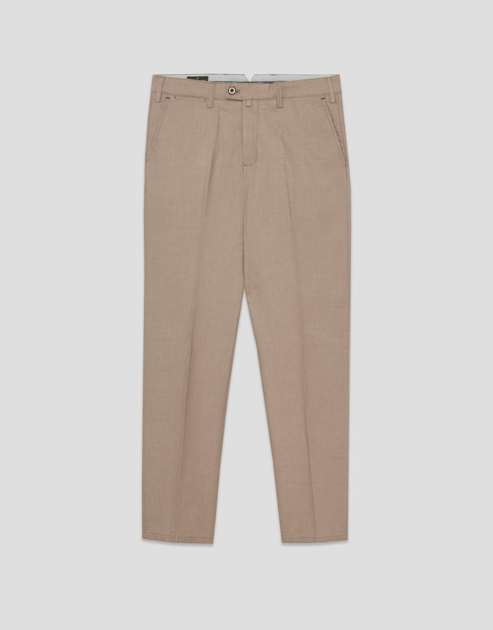 Tobacco color bird's eye chino pants - Man | Roberto Verino