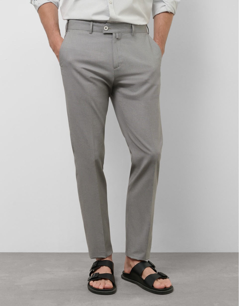 Light gray bird's eye chino pants - Man | Roberto Verino