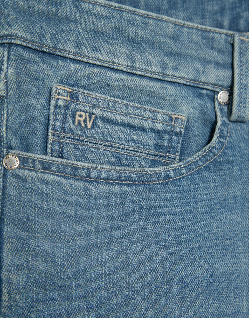 Light blue stone-washed denim jeans - Man | Roberto Verino